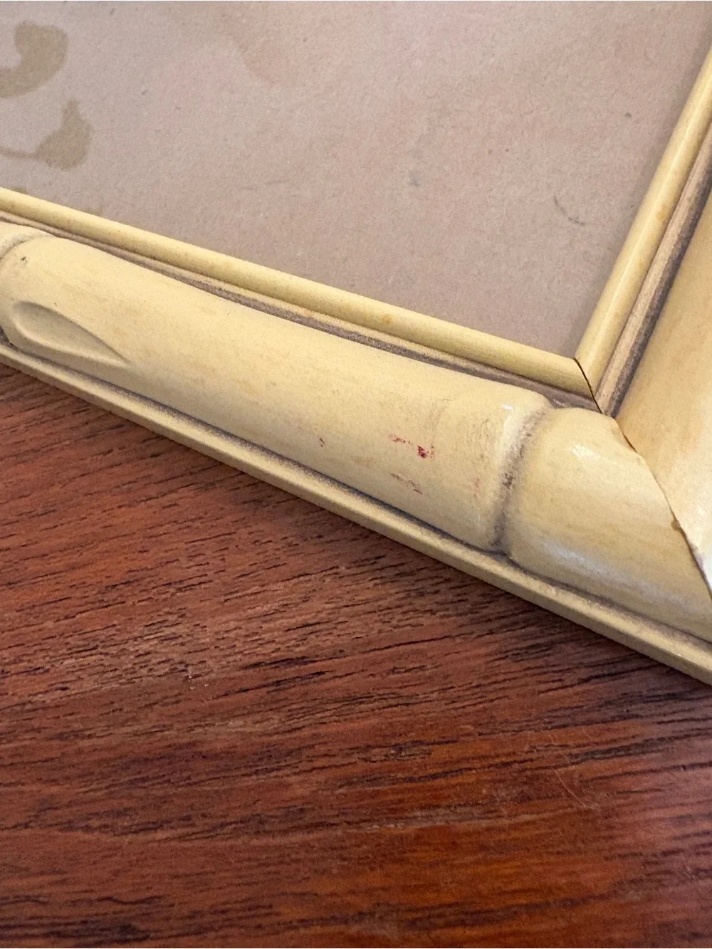 Vintage MCM Faux Bamboo yellow Picture Frame Original Glass 10x12